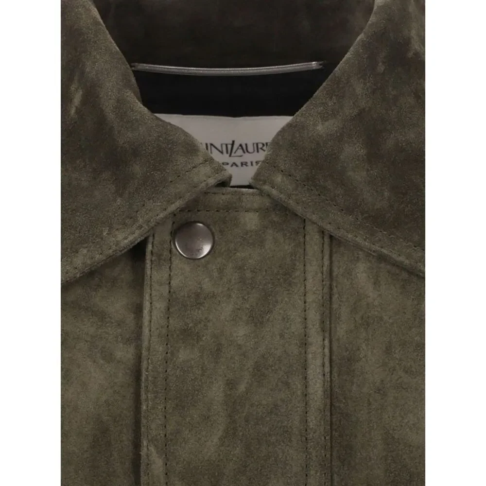Saint Laurent Men Vintage Split Leather Bomber Jacket